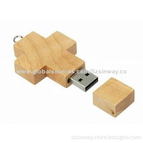 Promotional wooden USB flash memory, full capacity of 2-32GB